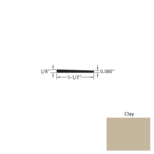 Johnsonite Clay Vinyl Moulding / Trim - 1 1/2" X 12 Ft (144") X 1/8" - .080" Reducer - Reducer