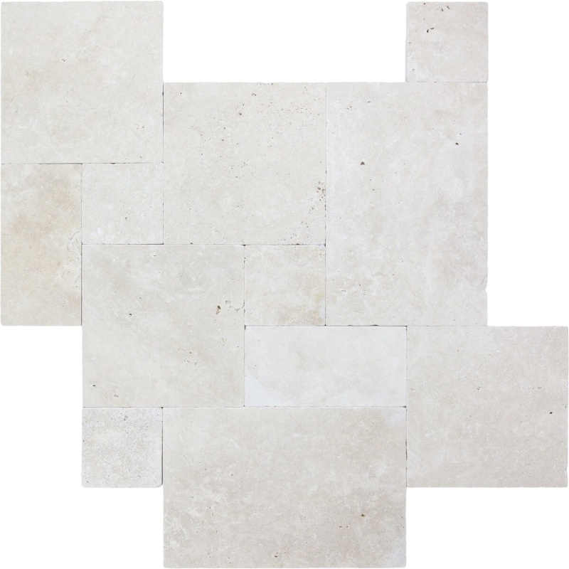 Extra Light Travertine Versailles Pattern - Tumbled - Various Sizes