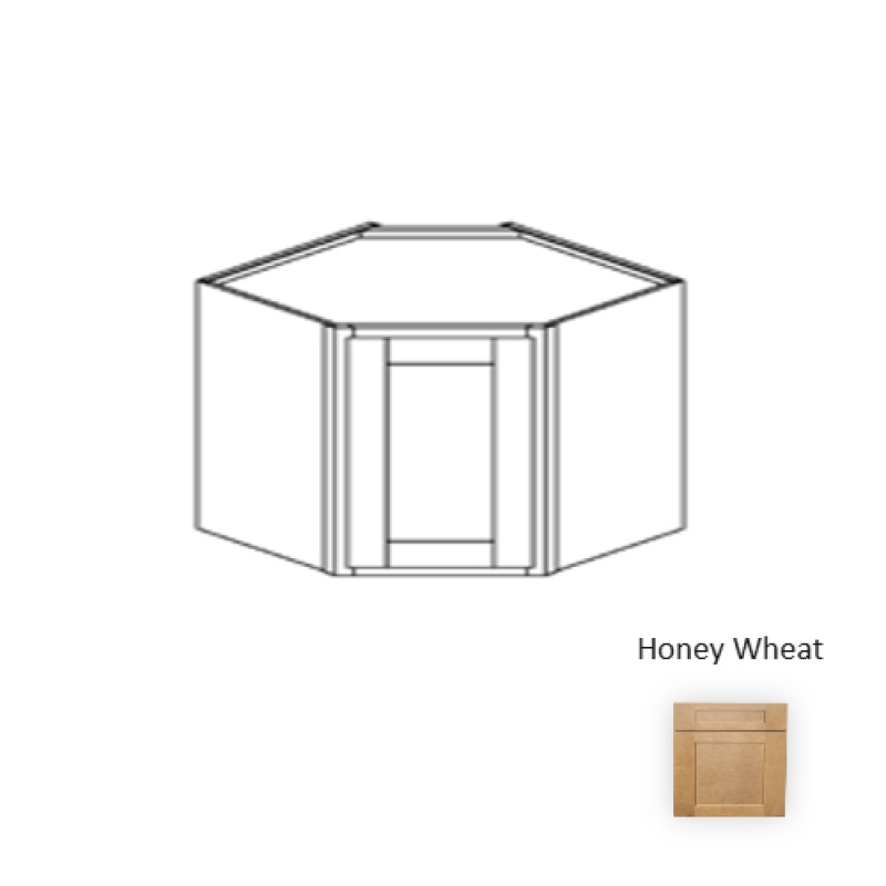 Framed Shaker Deluxe Honey Wheat Natural Clear Coat Wood Kitchen Wall Cabinet - 27" X 36" X 15" - Natural Clear Coat