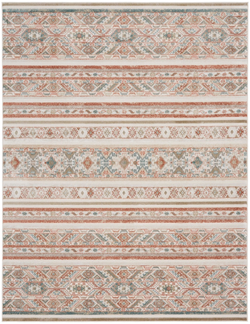 Thalia Ivory Multicolor Bohemian Area Rug 8 ft x 10 ft