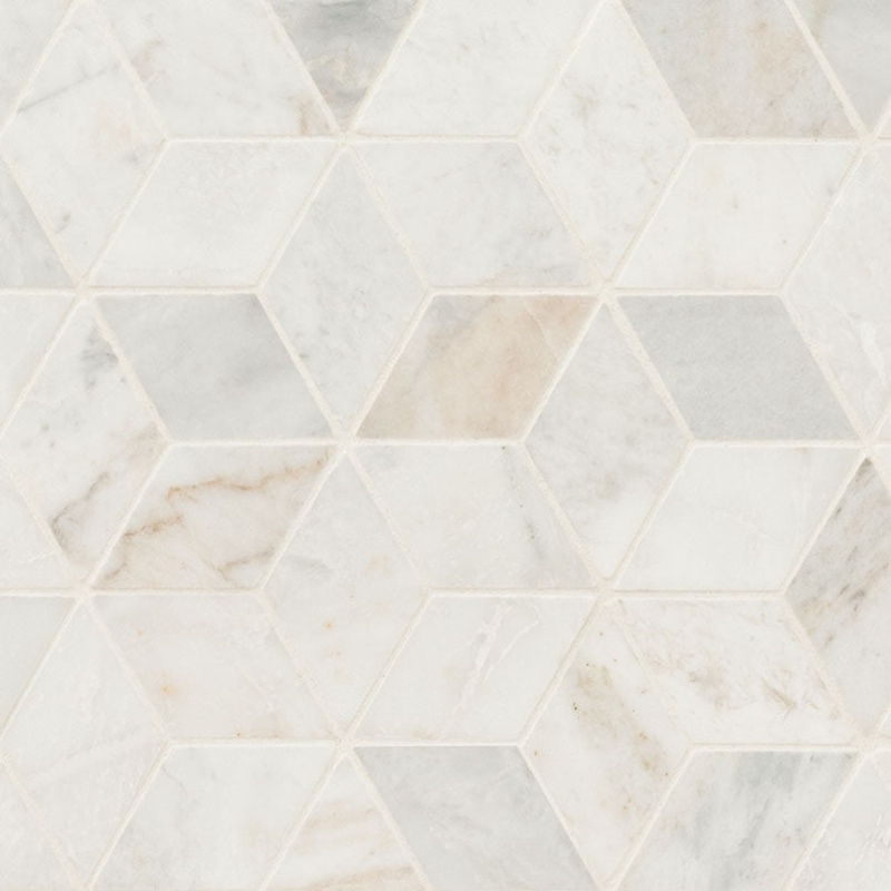 Arabescato Venato White Marble Mosaic - Cube - Honed