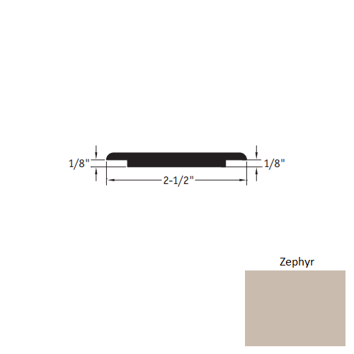 Johnsonite Zephyr Vinyl Moulding / Trim - 2 1/2" X 12 Ft (144") X 1/8" - 1/8" Wheeled Traffic Transition - Wheeled Traffic Transition