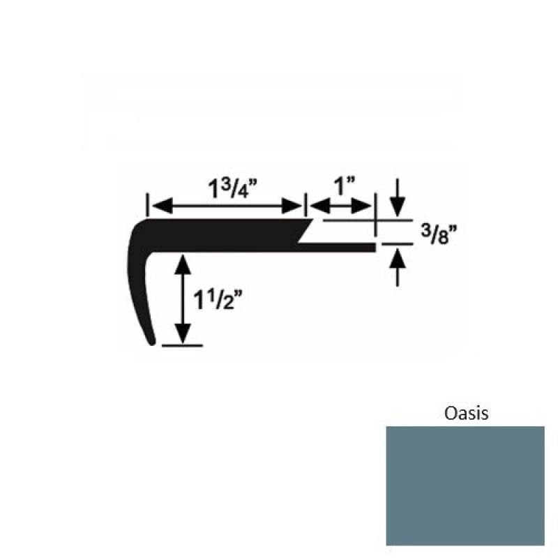 Solid 11 Oasis Rubber Single Flange Carpet Stair Nosing (Sq) - 1 3/4" X 9 Ft (108")