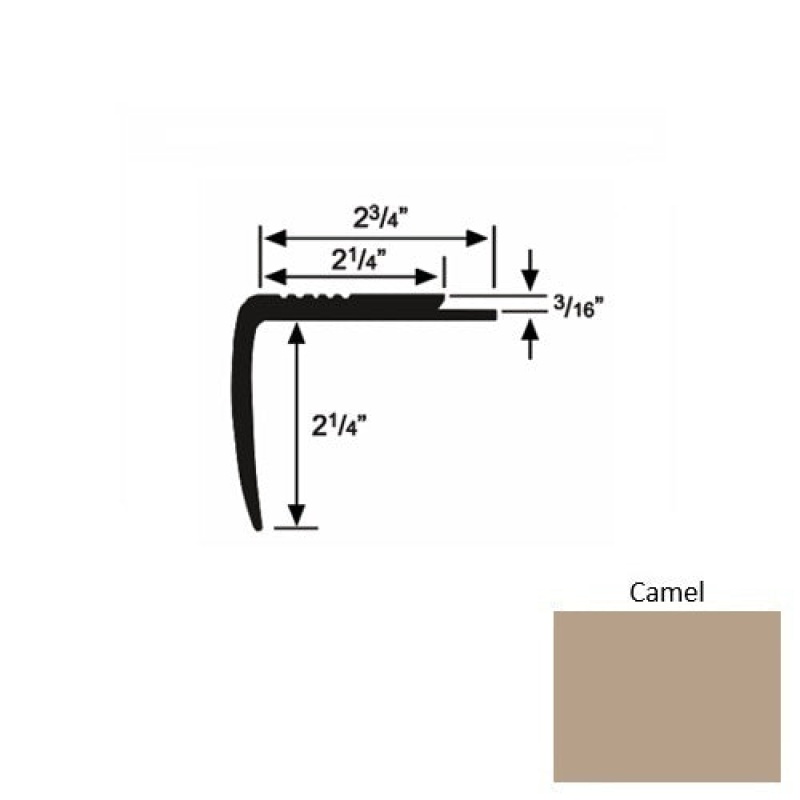 Solid M07 Camel Rubber Modified Underlap Stair Nosing
