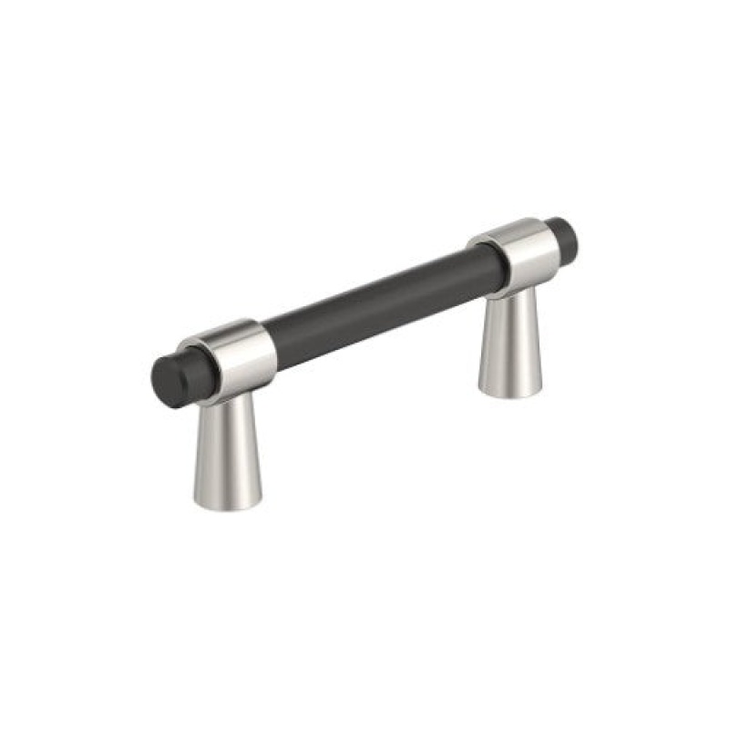 Mergence Zinc Bar Cabinet Pull - Matte Black / Polished Nickel