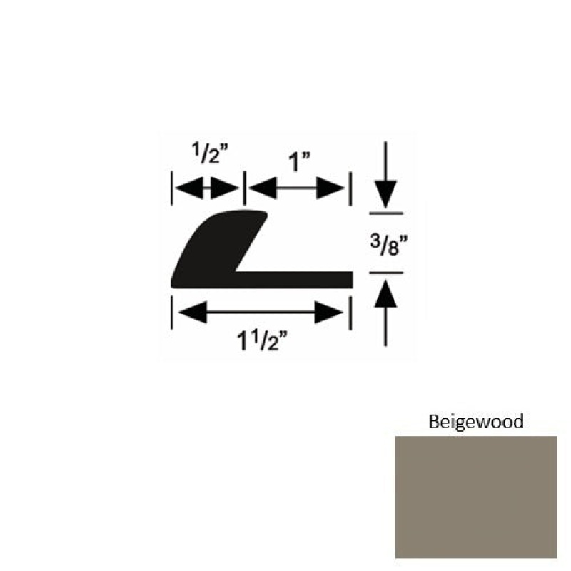 Solid 37 Beigewood Rubber Underlap Carpet Edge