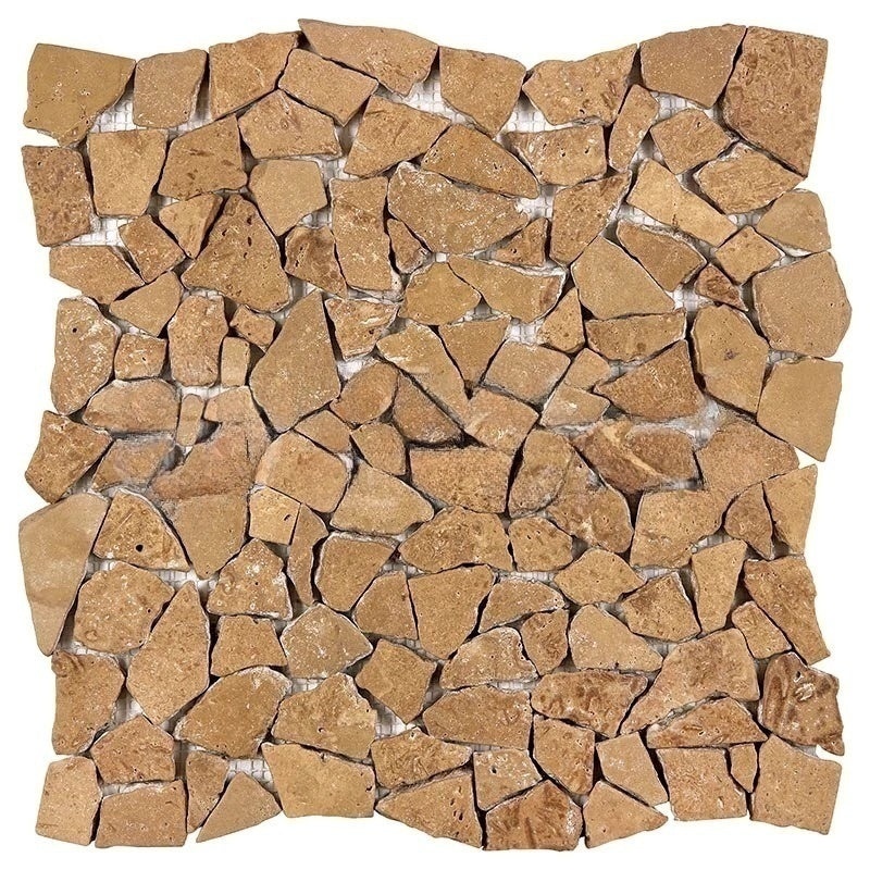 Noche Cross Cut Travertine Pebble - 12" X 12" - Flat Tumbled