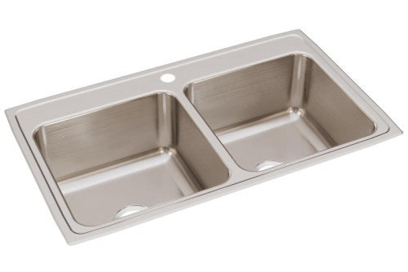 Dlr3722101 Lustertone Classic Stainless Steel Drop In Double Bowl Kitchen Sink - 37" X 22" X 10 1/8" With 1 Hole - Stainless Steel