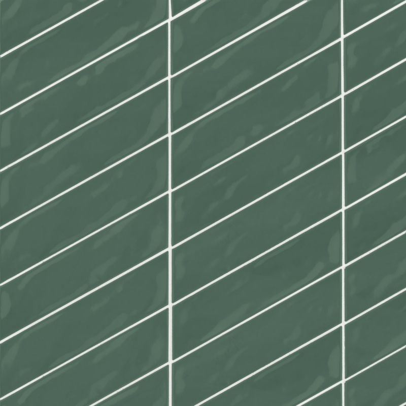 Sorrento Verde Chevron Left Ceramic Tile - Glossy - 2.5" X 10"