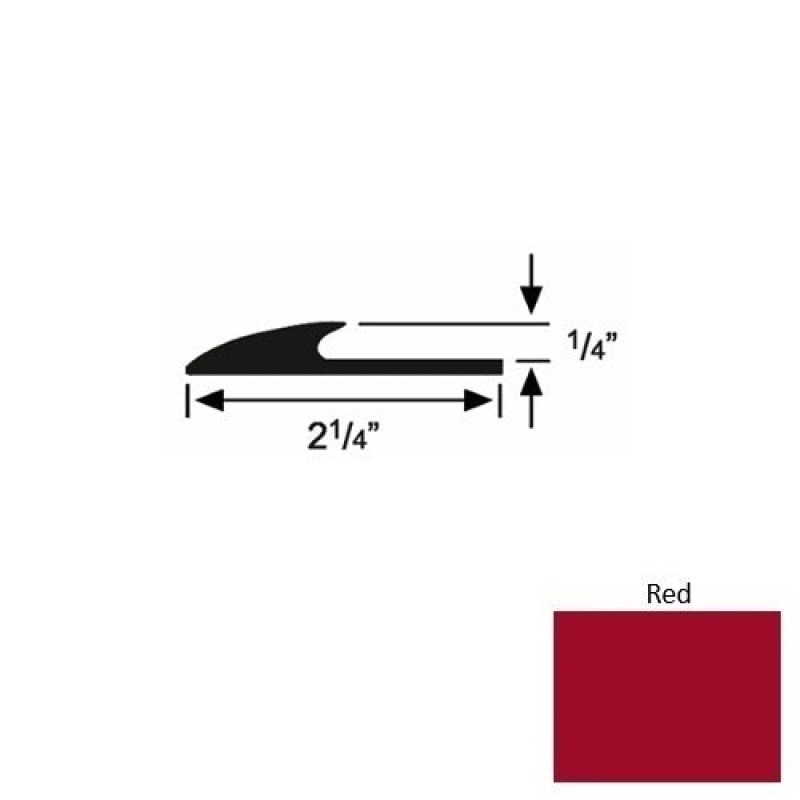 Solid 38 Red Rubber Glue Down Carpet Edge - 2 1/4" X 9 Ft (108") X 1/4"
