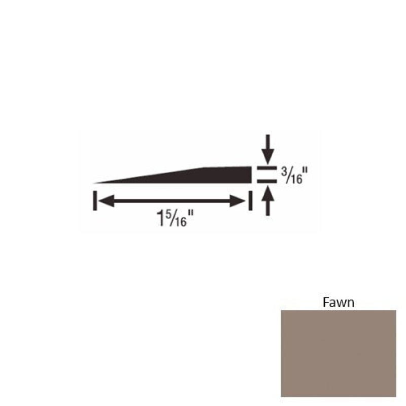 Solid 23 Fawn Rubber Reducer Strip - 1 5/16" X 9 Ft (108") X 3/16"