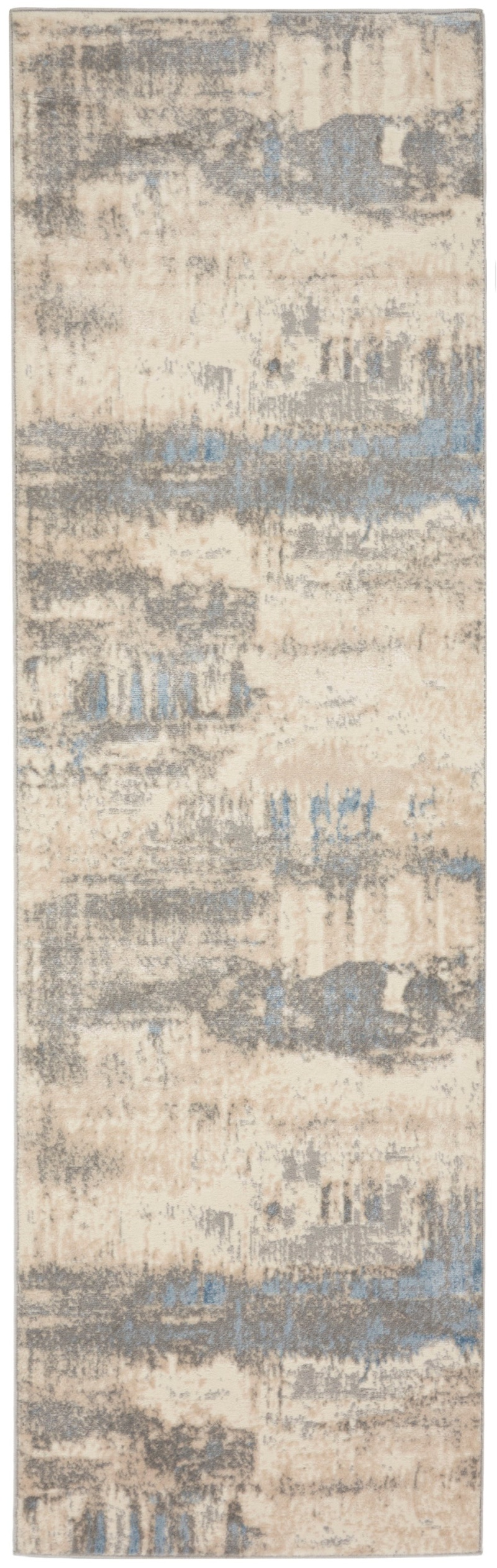 Solace Sla08 Ivory / Grey / Blue Runner Rug