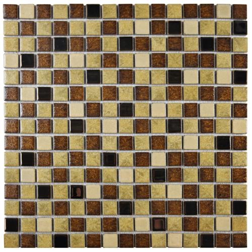 Metal Multi Beige Porcelain Mosaic - Brick - Glossy