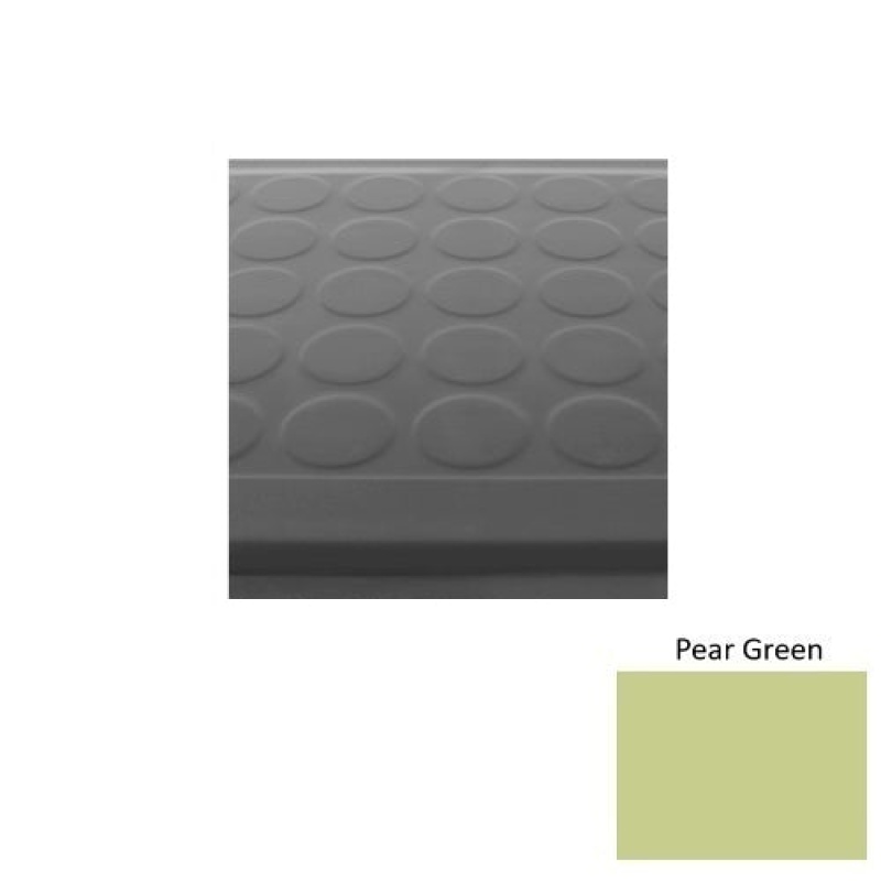 Solid 92 Pear Green Low Profile Raised Circular Rubber (Sq) With Galley Red Abrasive Strip Stair Tread With Dupont Kevlar - Textured