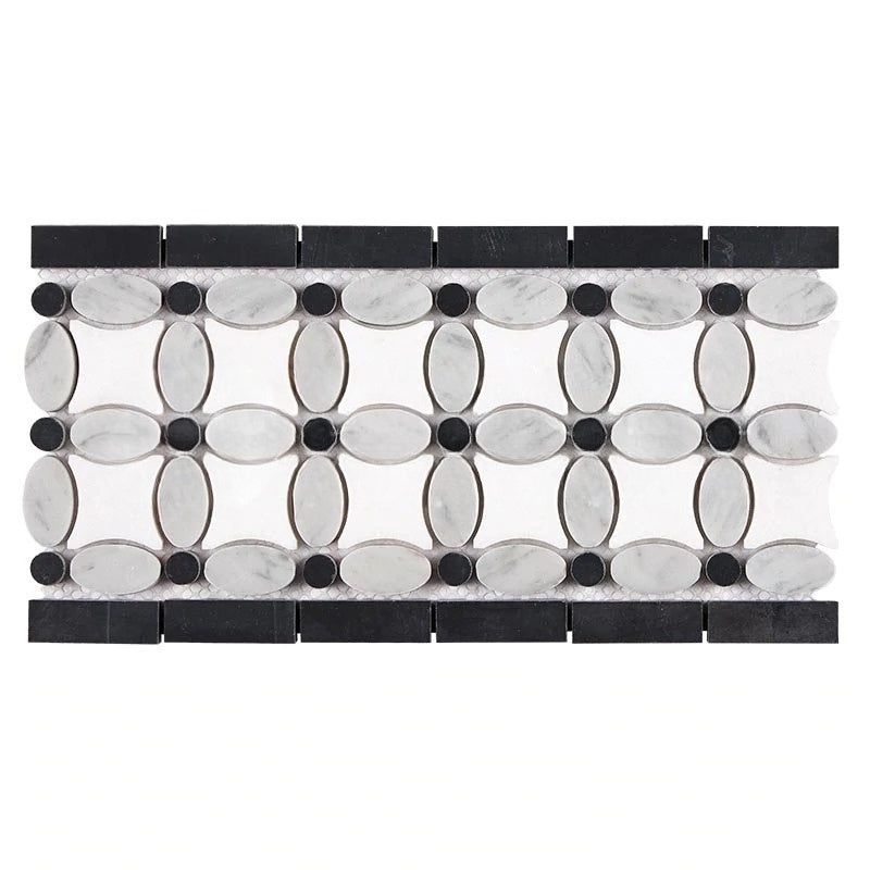 Thassos White Marble Flower Border