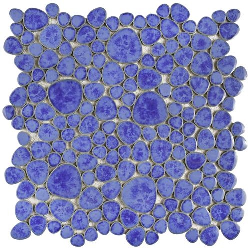 Pebble Blue Cloud Porcelain Mosaic - 11" x 11" Glossy