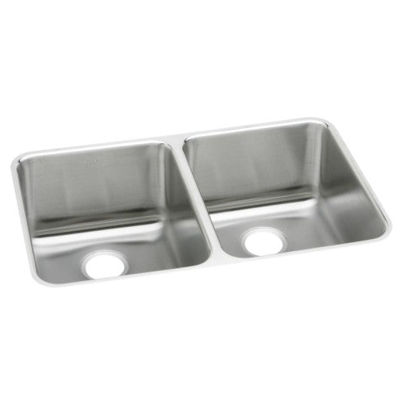 Eluh361710 Lustertone Classic Stainless Steel Undermount Double Bowl Kitchen Sink - 35 3/4" X 18 1/2" X 10" - Stainless Steel