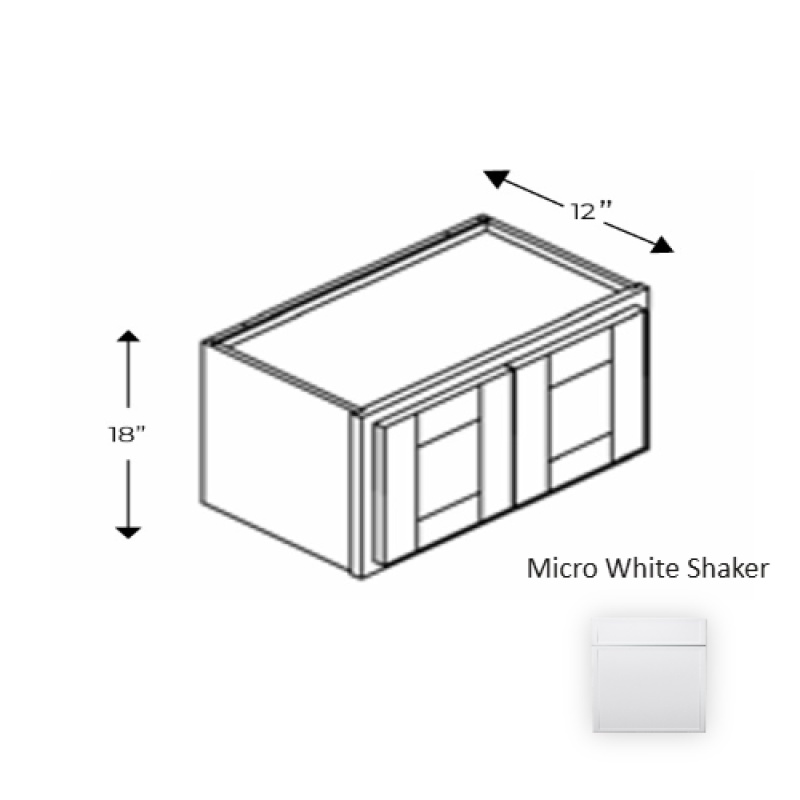 Framed Shaker Premium Micro White Shaker Natural Clear Coat Wood Kitchen Wall Cabinet - 36" X 18" X 12" - Natural Clear Coat