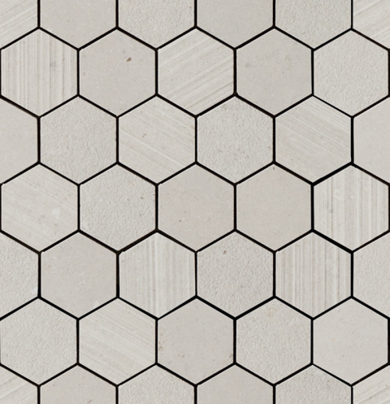 Silver Grain Grey Porcelain Mosaic - 2.37" Hexagon - Matte