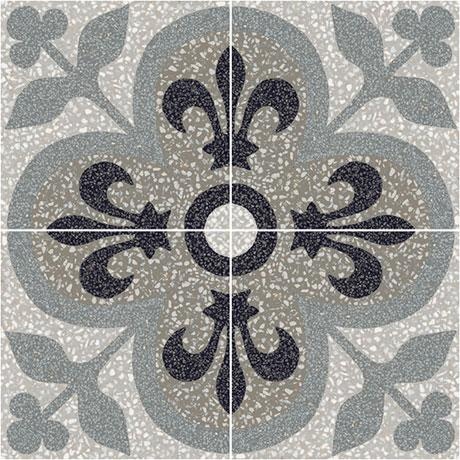 d_Segni Terrazzo Fleur De Lis Porcelain Tile - Matte - 8" X 8"