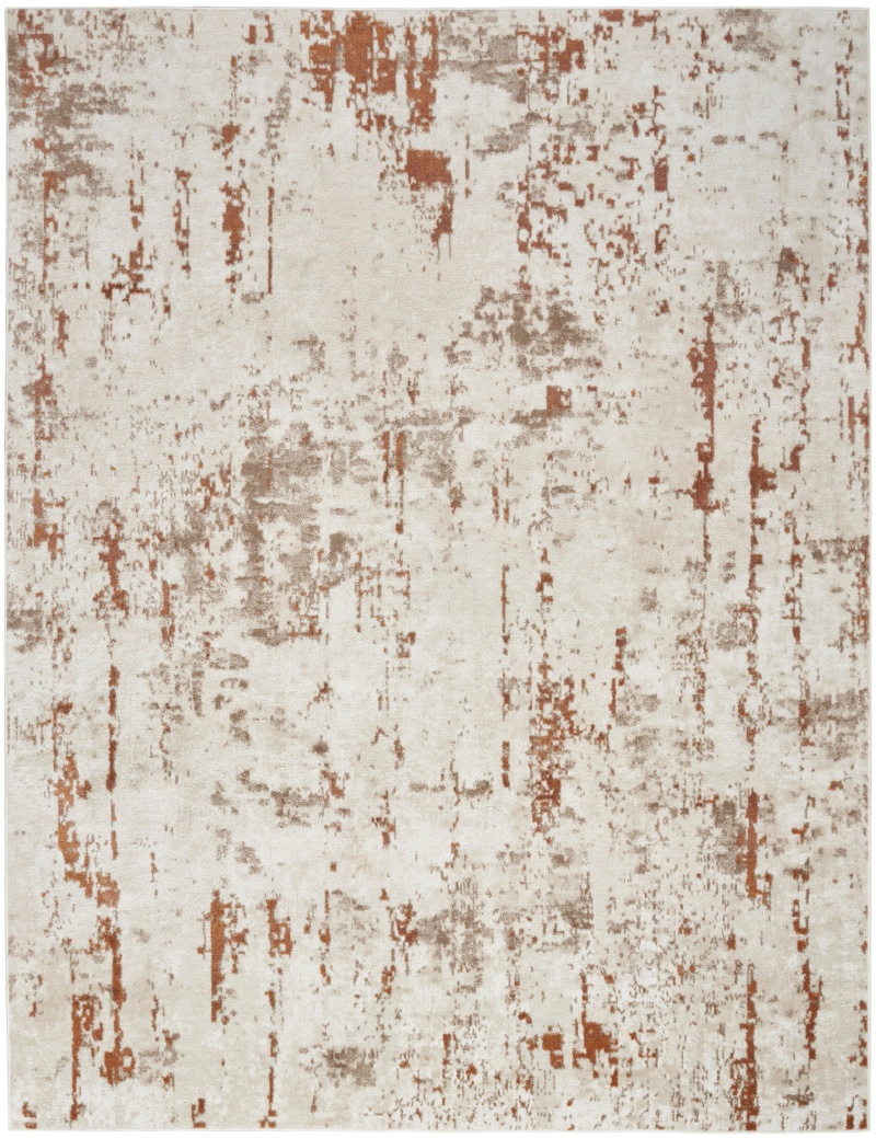 Quarry Ivory Rust Polypropylene Modern Area Rug – 5 Ft x 7 Ft