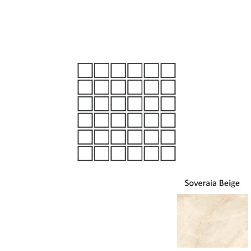 Marmi Lux Soveraia Beige Porcelain Mosaic - 2" X 2" - Natural