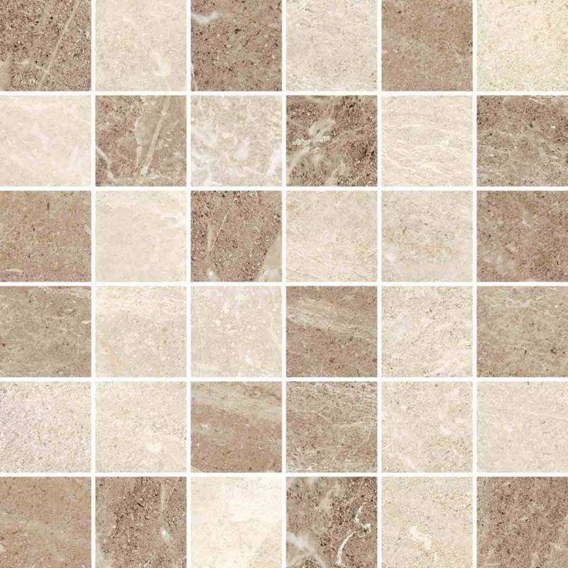 Flint Cream Porcelain Mosaic - 2" X 2" - Matte