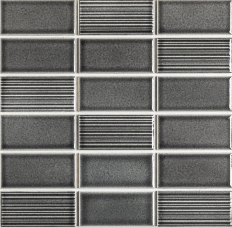 Nagara Gray Ceramic Mosaic - Stacked - Glossy