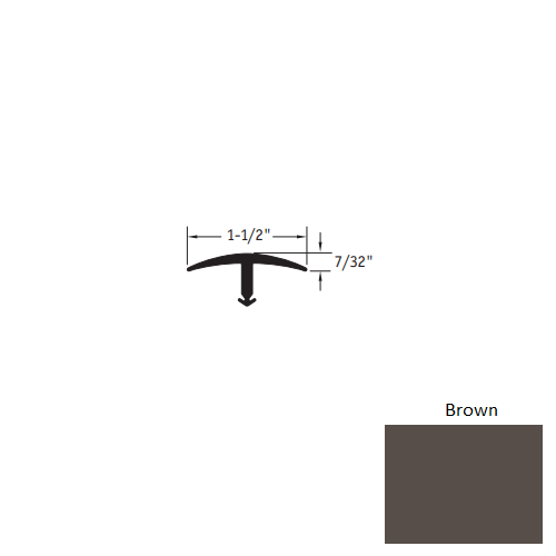 Johnsonite Brown Vinyl Moulding / Trim - 1 1/2" X 12 Ft (144") X 1/2" T Molding - T Molding