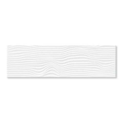 Nomad Ebb And Flow Just White Ceramic Tile - Glossy - 3.5" X 12"