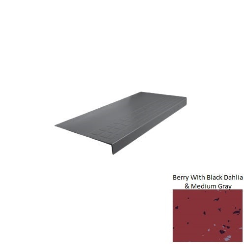 Spextones Berry With Black Dahlia & Medium Gray Type 800 Distinct Designs Rubber - 12 1/4" X 72" Stair Tread - Raised Square Design
