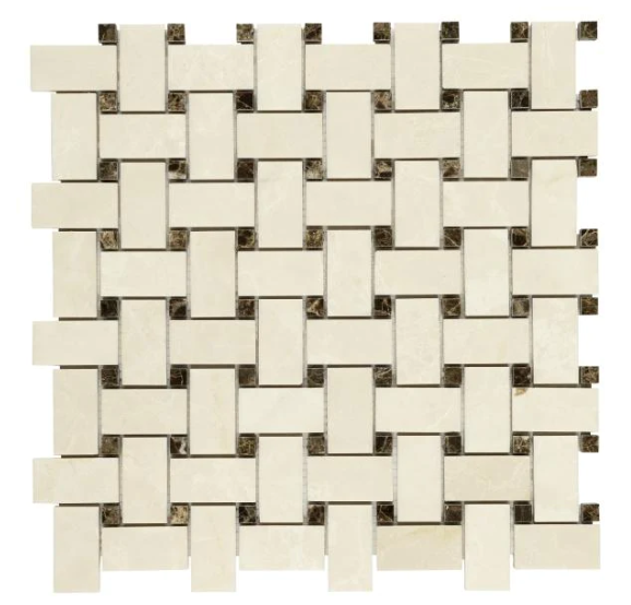 White Pearl Marble Mosaic with Emperador Dark