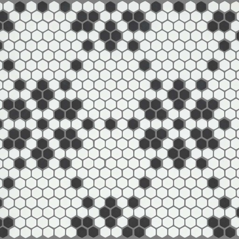 Retro Vintage Black Glass Mosaic - Hexagon - Matte