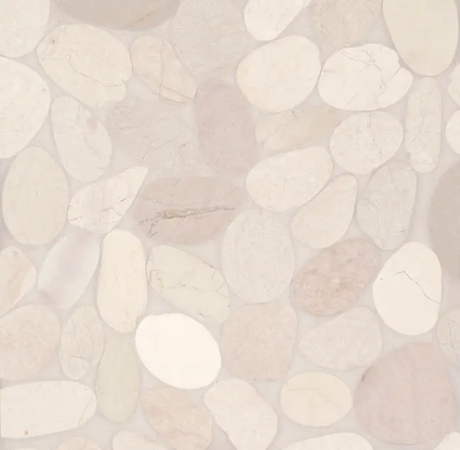Waterbrook White Jumbo Sliced Natural Stone Mosaic - Pebble - Matte