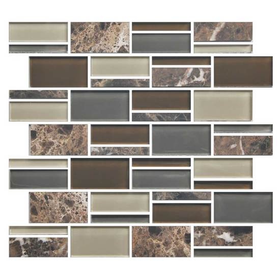 Color Appeal Tortoise Shell Stone & Glass Mosaic - 3" X Random Lengths - Glossy