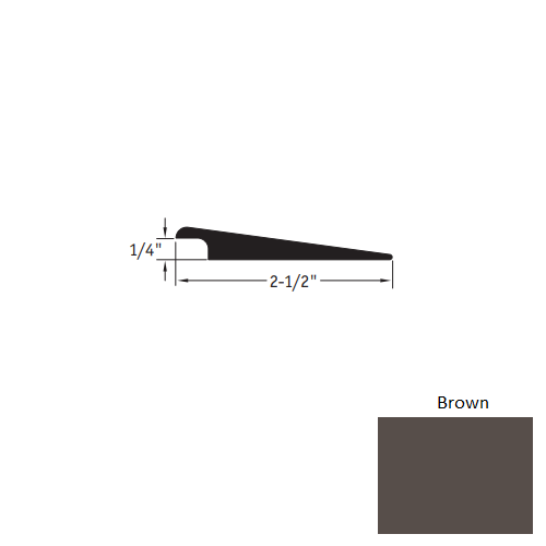 Johnsonite Brown Vinyl Moulding / Trim - 2 1/2" X 12 Ft (144") X 1/4" Wheeled Traffic Transition - Wheeled Traffic Transition