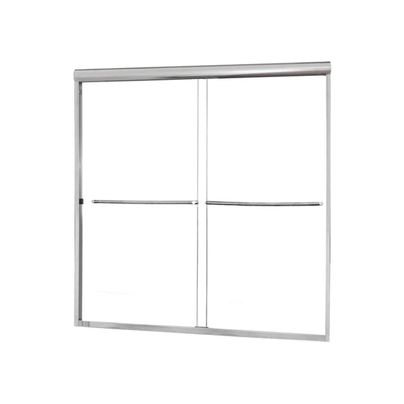 Cove Brushed Nickel Sliding Frameless Shower Door - 60" X 60" With Clear Glass - Brushed Nickel