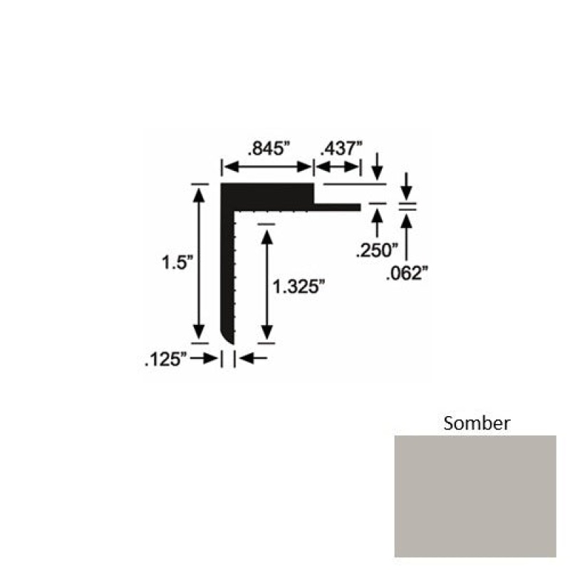 Solid 57 Somber Rubber Landing Trim - 1 1/2" X 98"