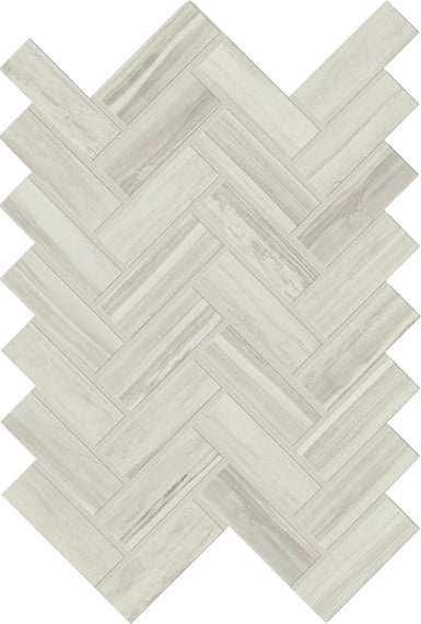 Core Fundamentals Prime Grey Ceramic Mosaic - 1" x 3" Herringbone - Matte
