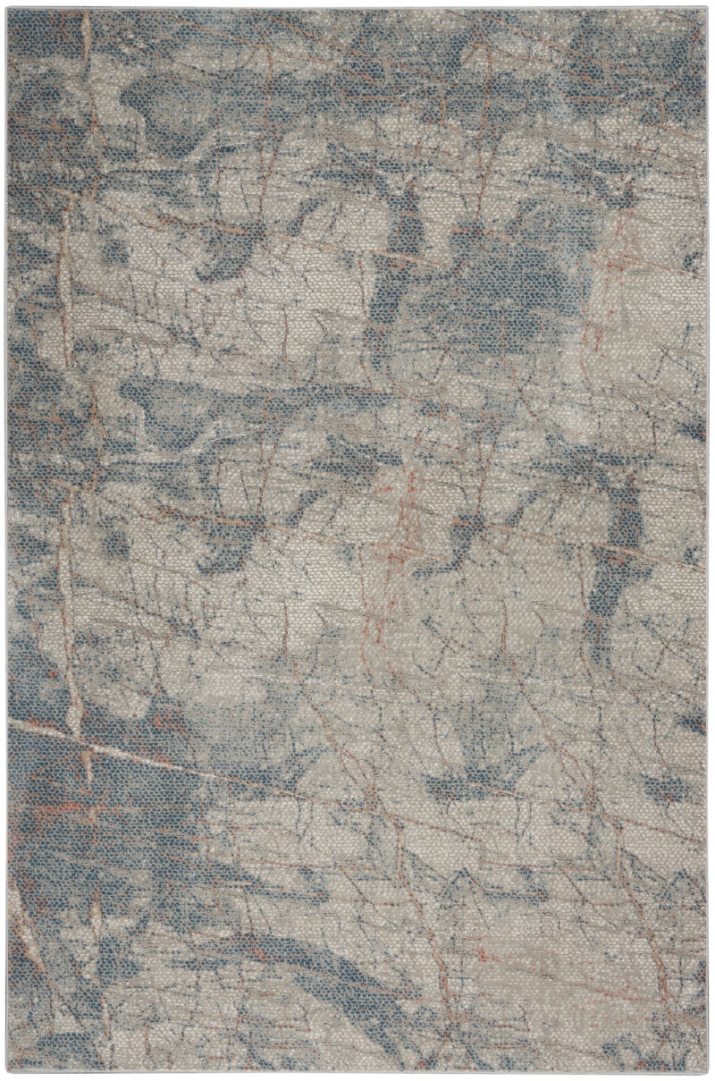 Rustic Textures Rus15 Light Grey / Blue Synthetic Fibers Modern Area Rug