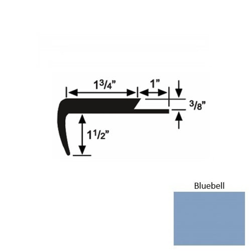 Solid 11 Bluebell Rubber Single Flange Carpet Stair Nosing