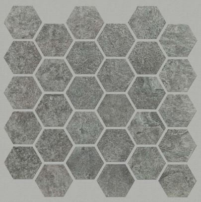 Crown Smoke Porcelain Mosaic - Hexagon - Light Textured