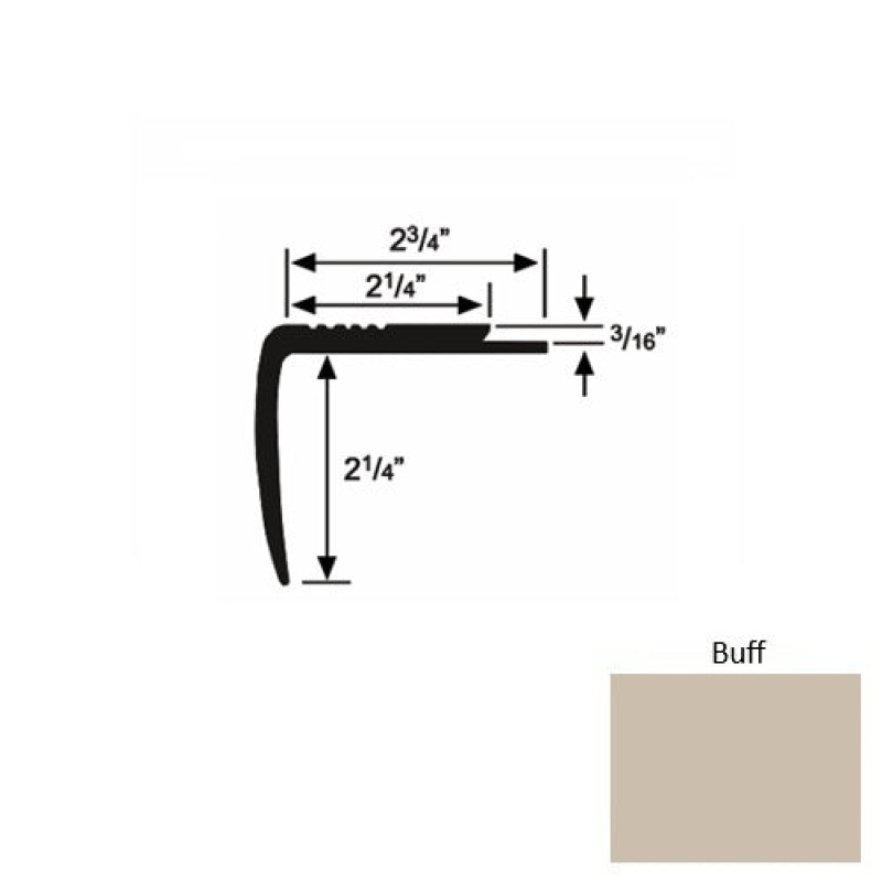 Solid M07 Buff Rubber Modified Underlap Stair Nosing (Sq) - 2 3/4" X 9 Ft (108")