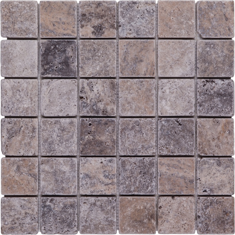 Nordic Silver Travertine Mosaic - 2" X 2" - Tumbled