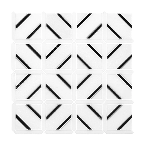 Cubist Nero Marquina Marble Mosaic - Avant - Honed & Polished