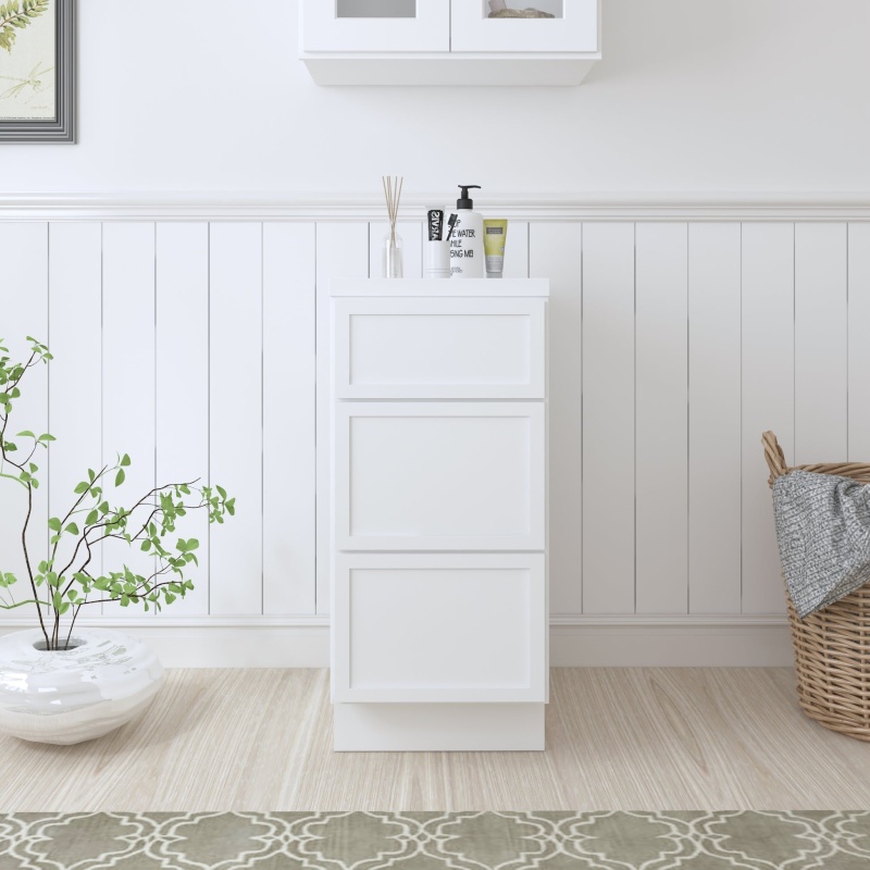 Vanity Art White Solid Wood 3-Drawer Bathroom Cabinet