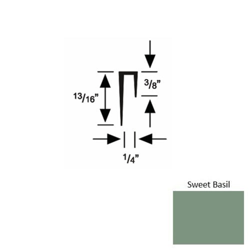 Solid 47 Sweet Basil Rubber Cove Cap Square - 1/4" X 9 Ft (108")