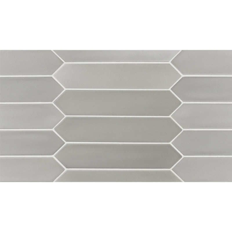 Alfama Pickets Gray Ceramic Tile - Matte - 2" X 10"