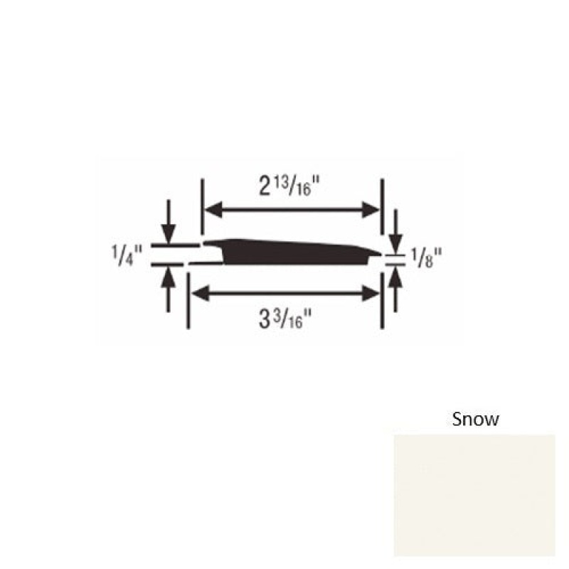 Solid 65 Snow Rubber Rolling Traffic Transition - 3 3/16" X 9 Ft (108") X 1/4" - 1/8"