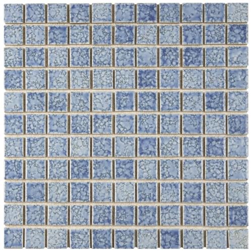 Fountain Square Blue Porcelain Mosaic - 12" X 12" - Mixed